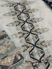 Asim Jofa Luxury Chiffon Ensemble: Embroidered Chiffon & Malai Trouser