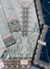 Asim Jofa Luxury Chiffon Ensemble: Embroidered Chiffon & Malai Trouser