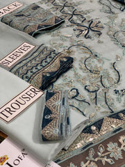 Asim Jofa Luxury Chiffon Ensemble: Embroidered Chiffon & Malai Trouser