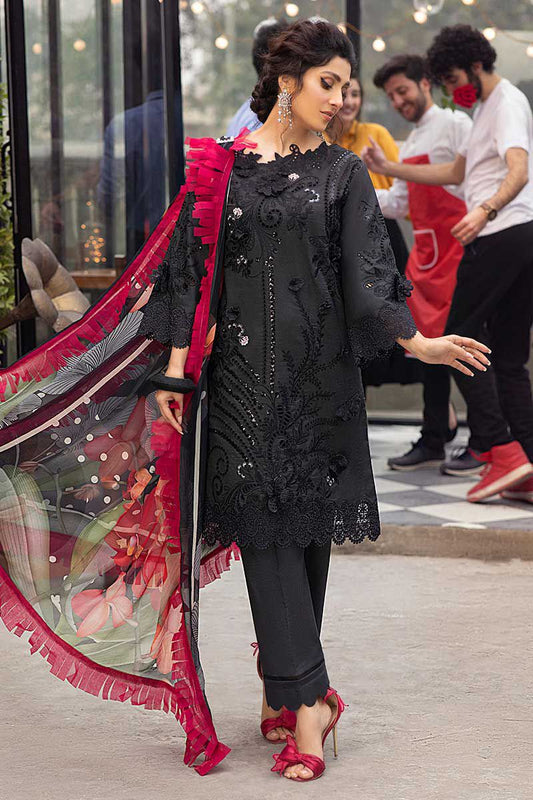 3-Piece Unstitched Suit: Chikankari Lawn with Silk Dupatta & Embroidered Patches